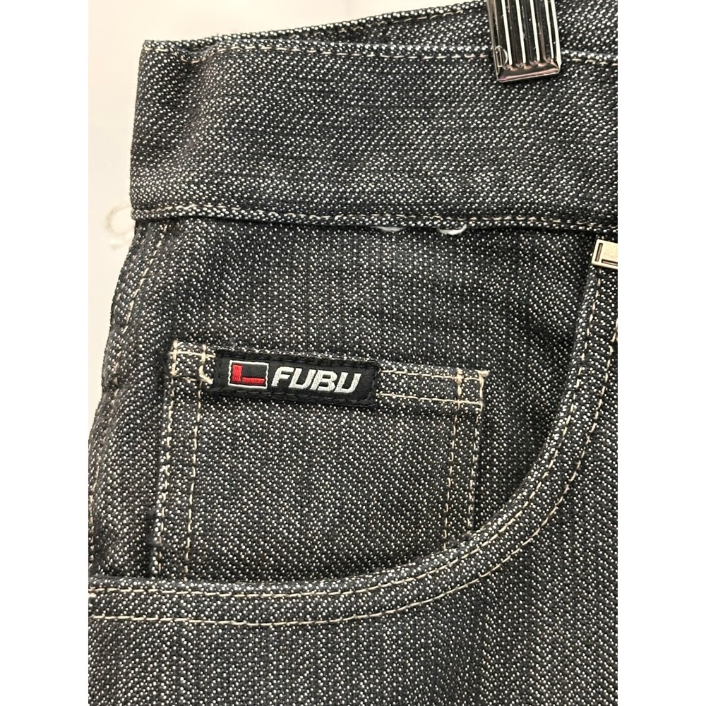 Vtg FUBU Baggy Jeans Mens 40x34 (Actual 36x31) Black Denim Wide Leg 90s Hip Hop - Picture 10 of 16